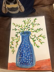 blue bottle-flowers-painting